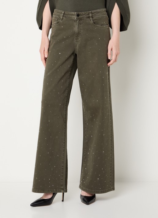 Joseph Ribkoff Low waist straight fit jeans met gekleurde wassing - detail olijfgroen