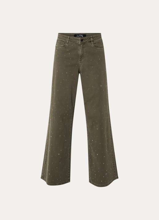 Joseph Ribkoff Low waist straight fit jeans met gekleurde wassing - voorkant 3 olijfgroen