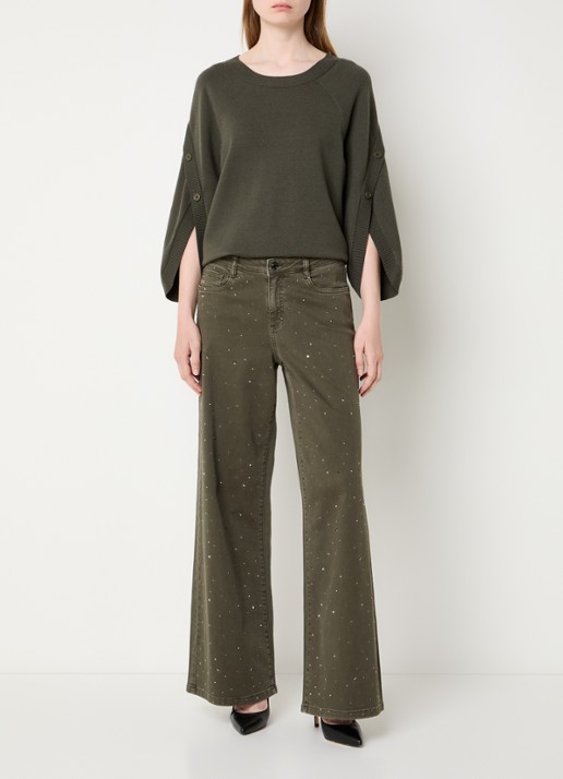 Joseph Ribkoff Low waist straight fit jeans met gekleurde wassing - voorkant 4 olijfgroen
