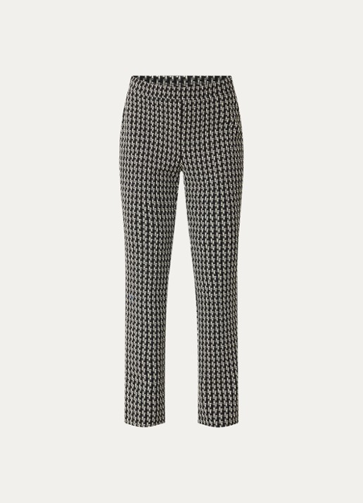 Joseph Ribkoff Low waist tapered fit broek met print - voorkant zwart