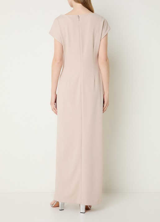 Joseph Ribkoff Maxi jurk met plooidetail en strass - achterkant 2 donkerbeige