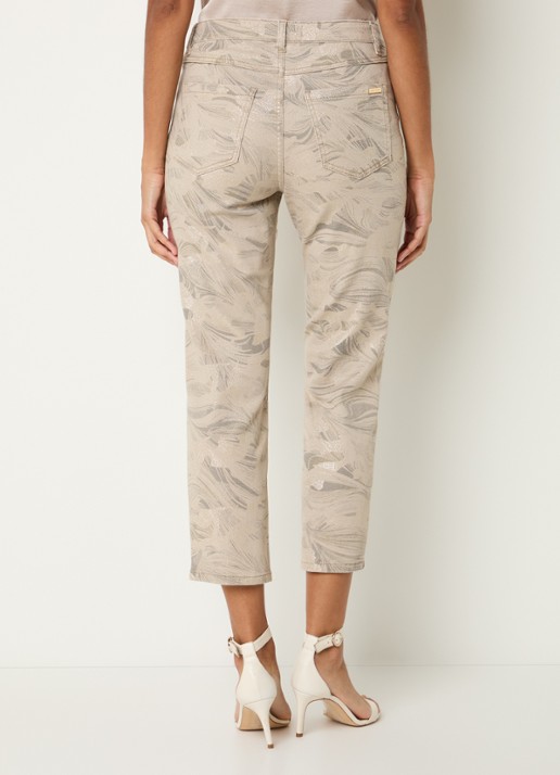 Joseph Ribkoff Mid waist cropped slim fit jeans met gekleurde wassing en print - achterkant beige
