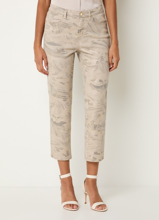 Joseph Ribkoff Mid waist cropped slim fit jeans met gekleurde wassing en print
