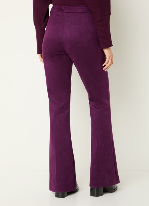 Joseph Ribkoff Mid waist flared fit broek van fluweel - achterkant 4 aubergine