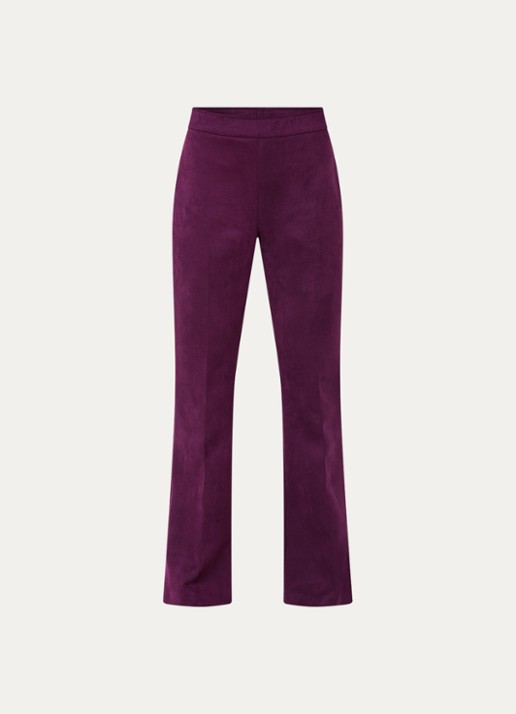 Joseph Ribkoff Mid waist flared fit broek van fluweel - voorkant 2 aubergine