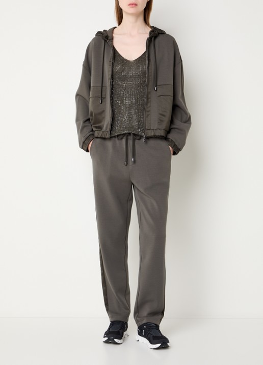 Joseph Ribkoff Mid waist slim fit joggingbroek met steekzakken - voorkant 2 olijfgroen