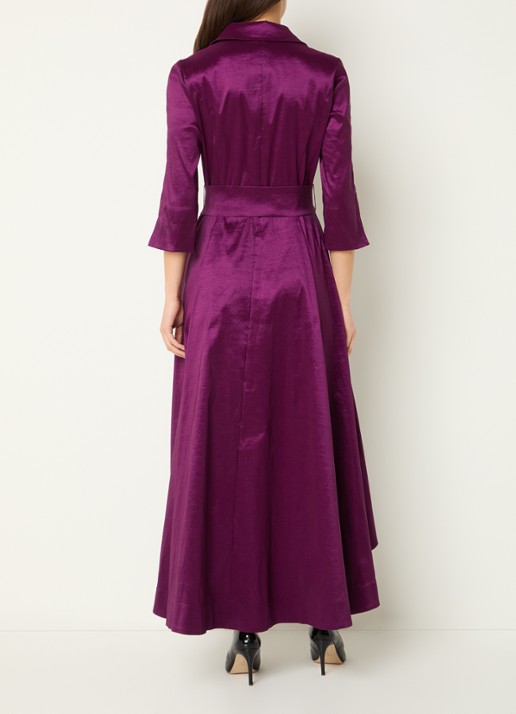 Joseph Ribkoff Midi blazerjurk met steekzakken en glanzende finish - achterkant aubergine