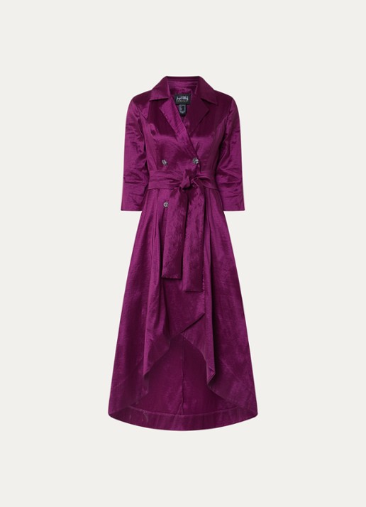 Joseph Ribkoff Midi blazerjurk met steekzakken en glanzende finish - voorkant 3 aubergine