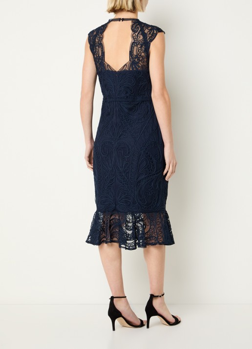 Joseph Ribkoff Midi jurk met borduring - achterkant 3 donkerblauw