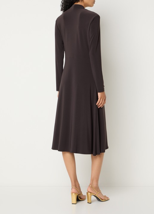Joseph Ribkoff Midi jurk met knoopdetail - achterkant donkerbruin