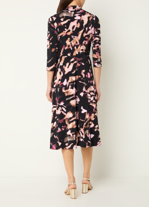 Joseph Ribkoff Midi jurk met print en kettingdetail - achterkant 2 lichtroze