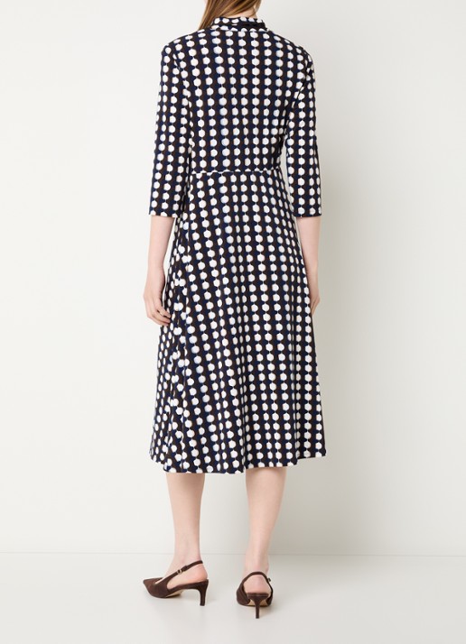 Joseph Ribkoff Midi jurk met print en kettingdetail - achterkant hazelnootbruin