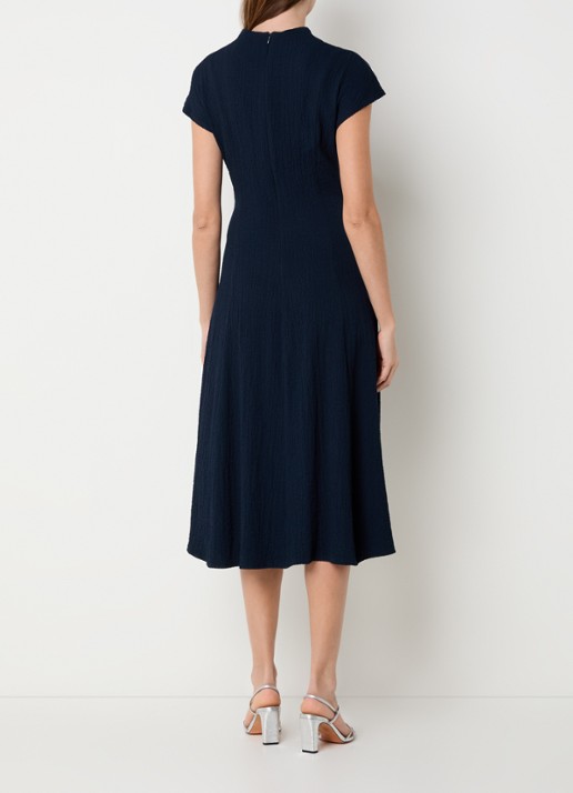 Joseph Ribkoff Midi jurk met structuur en strikceintuur - achterkant donkerblauw
