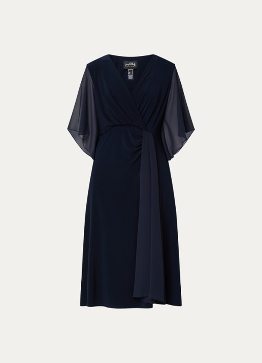 Joseph Ribkoff Midi jurk met V-hals en plooidetail