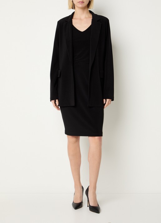 Joseph Ribkoff Midi kokerrok met stretch - voorkant 4 zwart