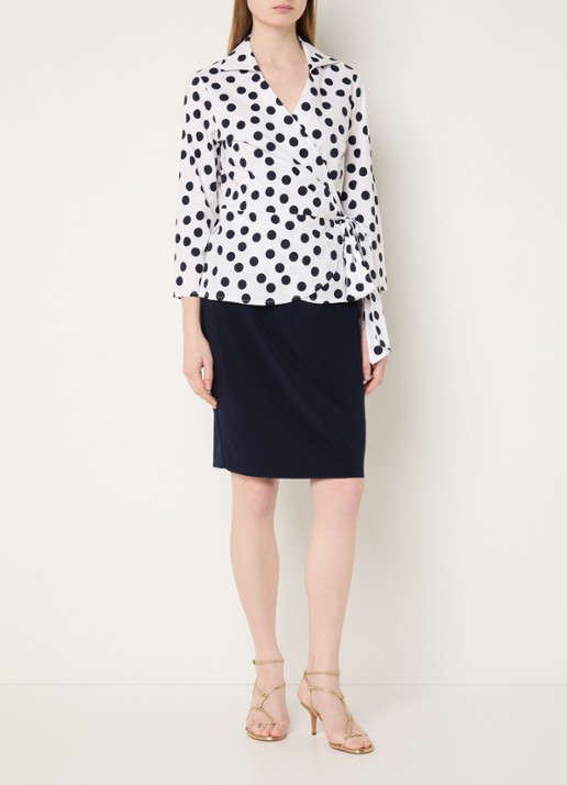 Joseph Ribkoff Midi kokerrok met stretch - voorkant 4 donkerblauw