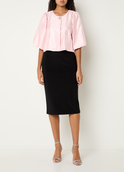 Joseph Ribkoff Midi rok met split - voorkant 2 zwart