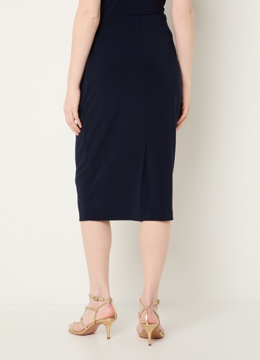 Joseph Ribkoff Midi rok met split - achterkant 2 donkerblauw