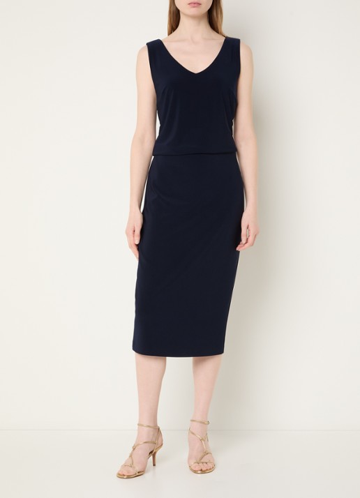 Joseph Ribkoff Midi rok met split - voorkant 4 donkerblauw