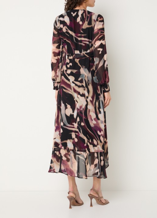 Joseph Ribkoff Midi wikkeljurk met ceintuur - achterkant 4 aubergine