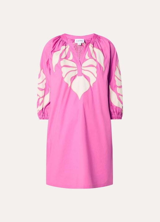 Joseph Ribkoff Mini tuniekjurk met applicatie - voorkant 2 fuchsia