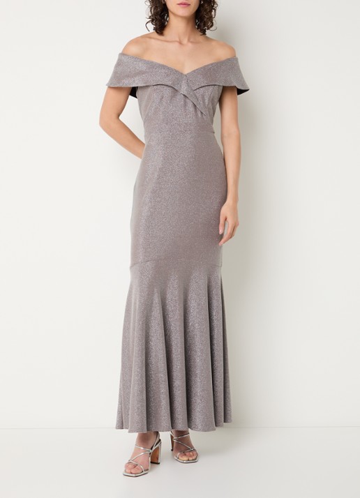 Joseph Ribkoff Off-shoulder maxi jurk met lurex