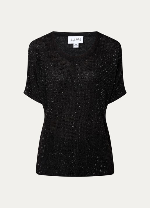 Joseph Ribkoff Semi-transparante top met strass - voorkant 5 zwart