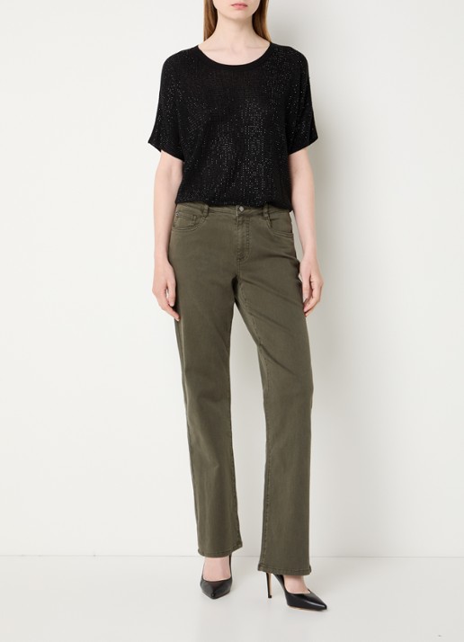 Joseph Ribkoff Semi-transparante top met strass - voorkant 6 zwart