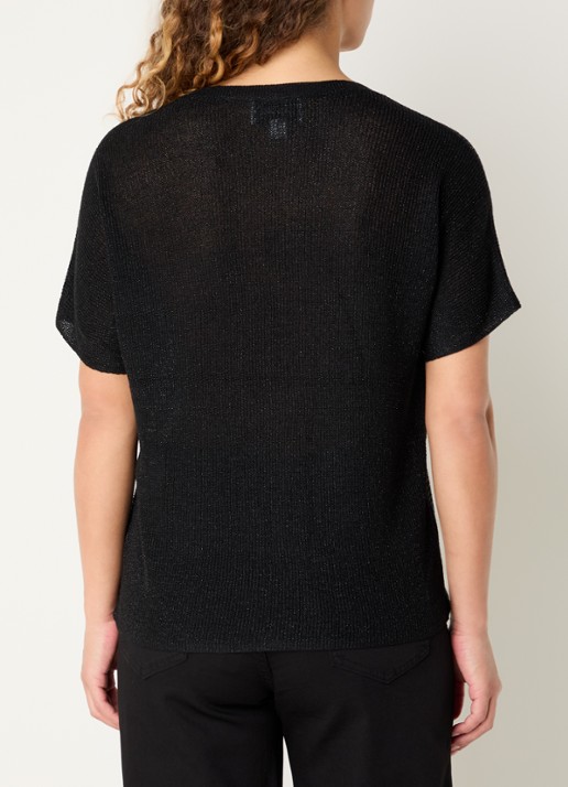 Joseph Ribkoff Semi-transparante top met strass - achterkant 2 zwart