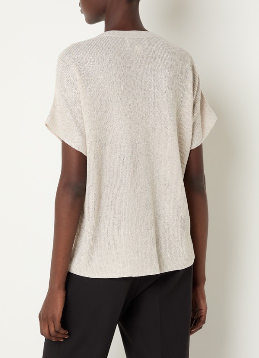 Joseph Ribkoff Semi-transparante top met strass - achterkant 2 beige