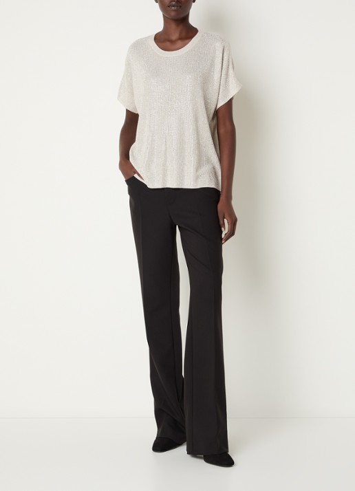 Joseph Ribkoff Semi-transparante top met strass - voorkant 4 beige