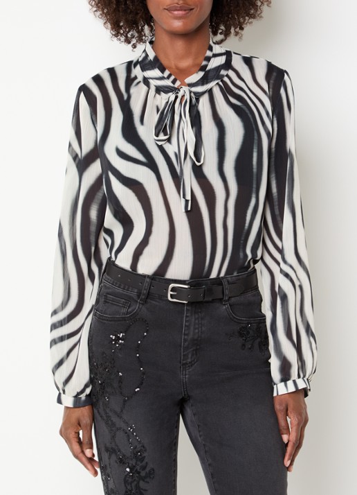 Joseph Ribkoff Semi-transparante tuniek met zebraprint
