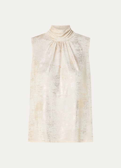 Joseph Ribkoff Top met lurex en plooidetail - voorkant gebroken wit