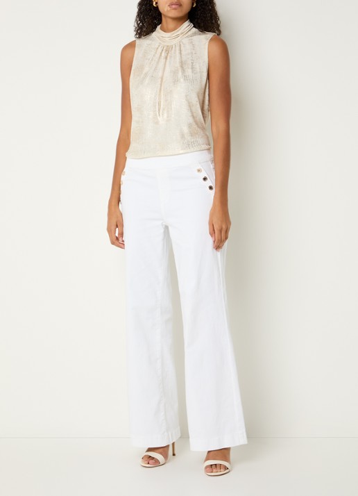 Joseph Ribkoff Top met lurex en plooidetail - voorkant 2 gebroken wit