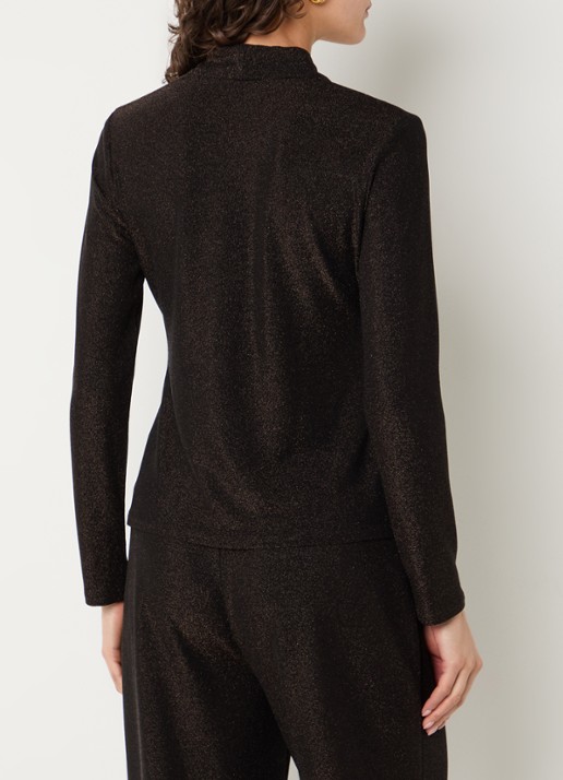 Joseph Ribkoff Top met lurex en V-hals - achterkant 4 donkerbruin