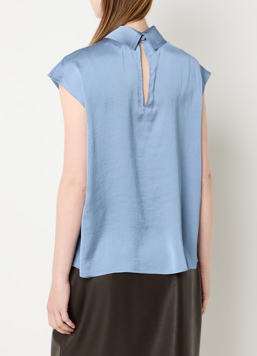 Joseph Ribkoff Top met opstaande kraag en glanzende finish - achterkant 2 donkerblauw