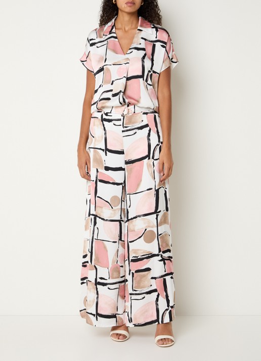 Joseph Ribkoff Top met print en V-hals - voorkant 4 wit