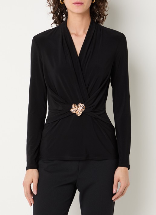 Joseph Ribkoff Top met V-hals - detail zwart