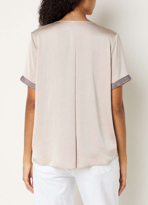 Joseph Ribkoff Top van satijn met strass - achterkant 4 donkerbeige