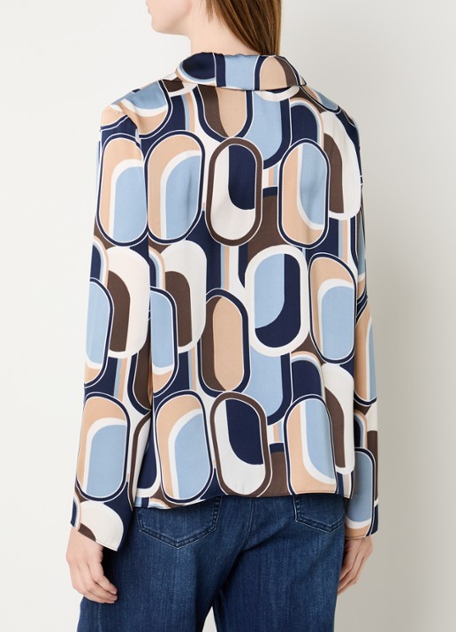Joseph Ribkoff Tuniek met print en kraag - achterkant 3 blauwgrijs