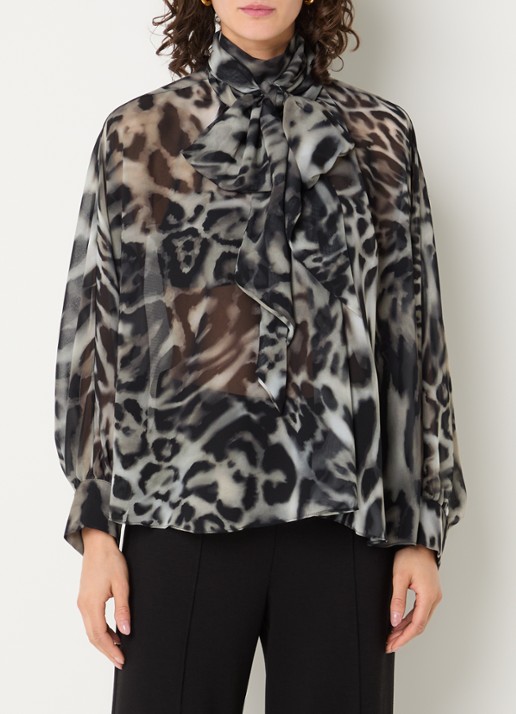 Joseph Ribkoff Tuniek met sjaalkraag en dierenprint