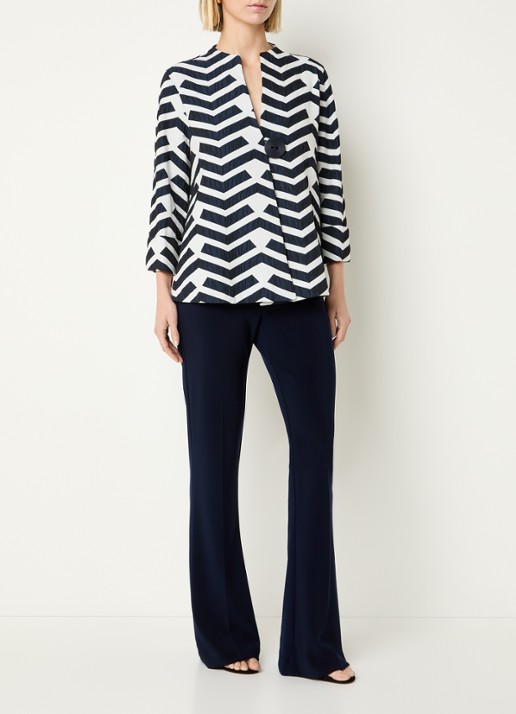 Joseph Ribkoff Tuniek met structuur en grafische print - voorkant 2 wit