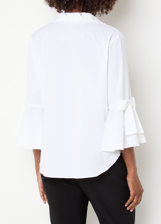 Joseph Ribkoff Tuniek met trompetmouw en strikdetail  - achterkant 4 wit