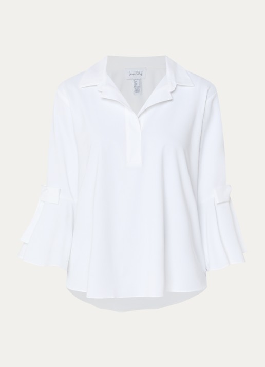Joseph Ribkoff Tuniek met trompetmouw en strikdetail  - voorkant wit