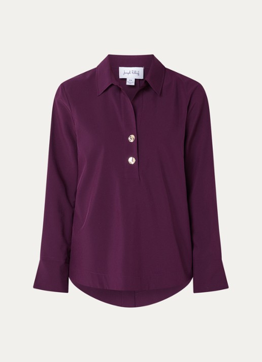 Joseph Ribkoff Tuniek met trompetmouw  - voorkant aubergine