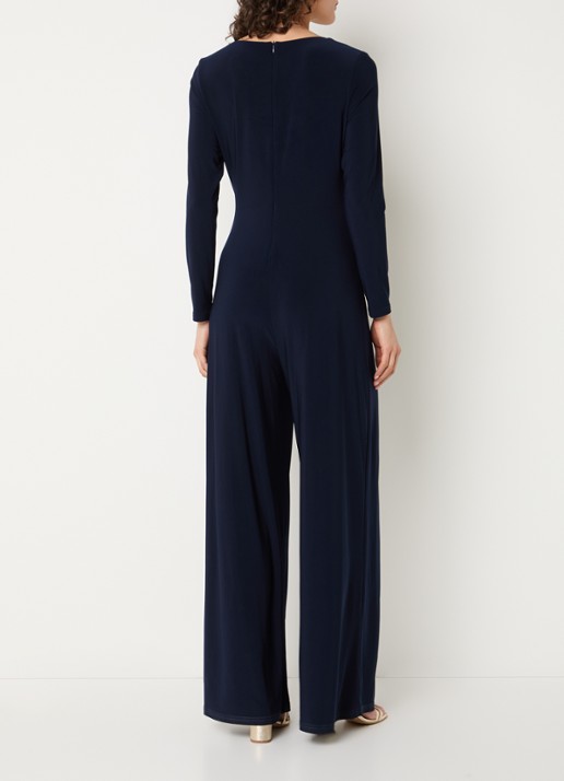 Joseph Ribkoff Wide fit jumpsuit met knoopdetail - achterkant donkerblauw