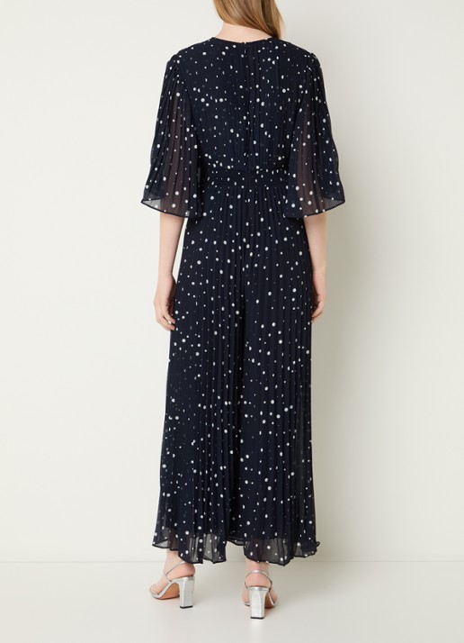 Joseph Ribkoff Wide fit jumpsuit met stippenprint - achterkant 4 donkerblauw