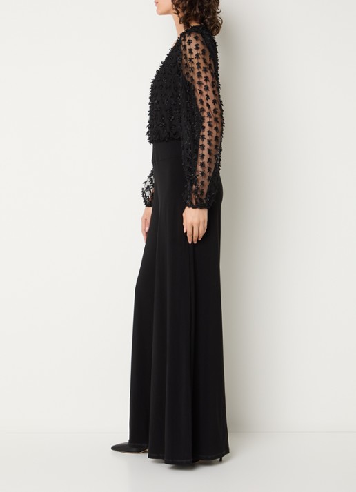 Joseph Ribkoff Wide fit jumpsuit met V-hals - voorkant 2 zwart