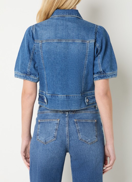 Josephine & Co Baran cropped spijkerjas met borstzakken - achterkant indigo