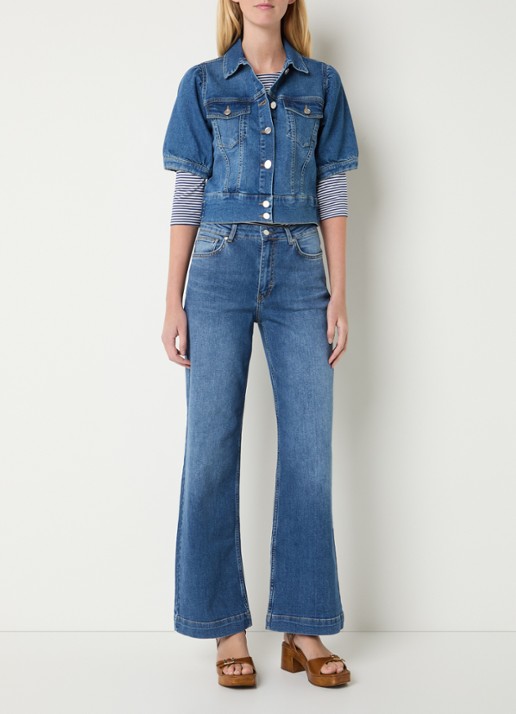 Josephine & Co Baran cropped spijkerjas met borstzakken - voorkant 4 indigo